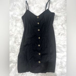forever21 black button-down dress with crisscross back